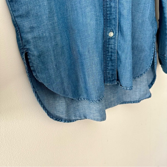 Ann Taylor Loft Chambray Softened Long Sleeve Button Down Collar Shirt Size S - Picture 4 of 13